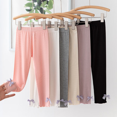 夏季薄款兒童打底褲 韓版女童打底褲蝴蝶結兒童長褲 輕薄透氣童褲