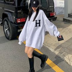 東大門イン秋の新韓国スタイルルーズレイジースタイルファッション刺繍文字年齢軽減ルーズスウェットシャツスカート女性用