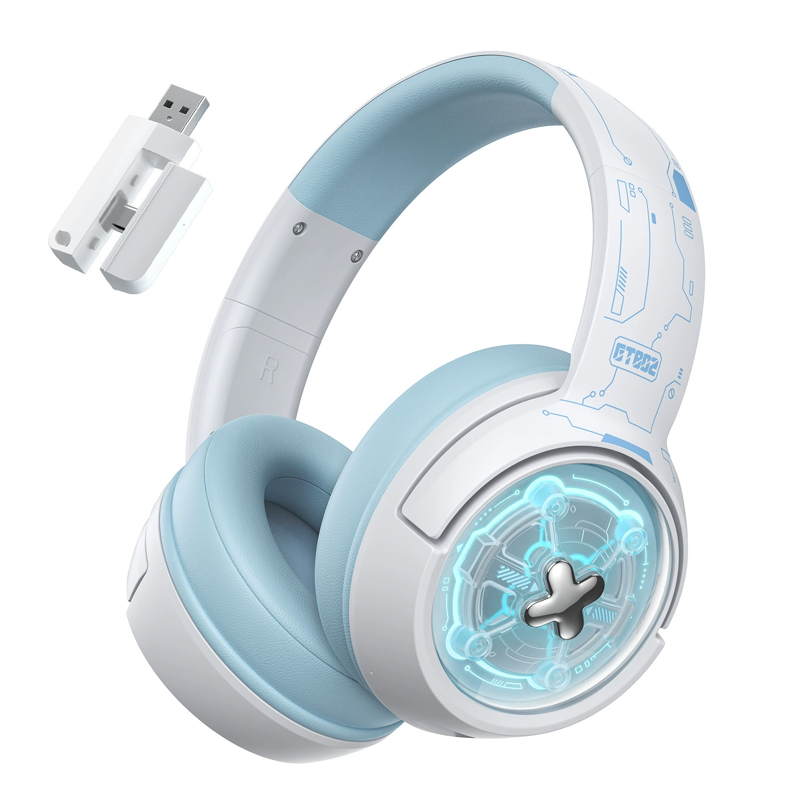 ONIKUMA B5 Wireless Gaming Headset with Noise Cancellation, 2.4G, RGB Lights, Esports Cat-Ear Design