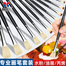 夏加尔尼龙猪鬃水粉笔丙烯笔油画笔刷子美术绘画扇形笔组合装画笔