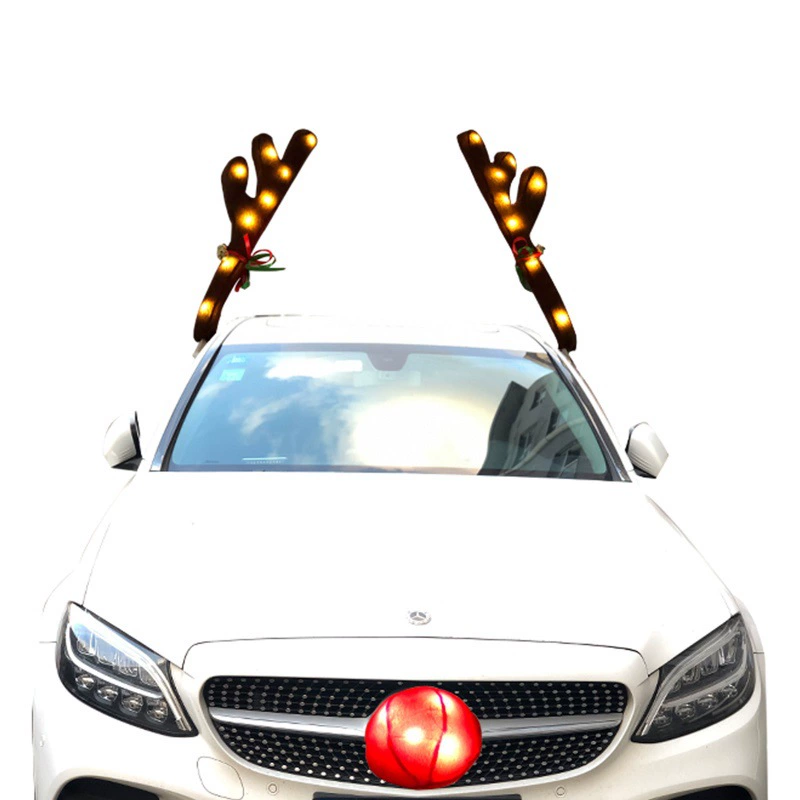 Светодиодные светящиеся рога украшения автомобиля Светодиодные светящиеся рога автомобиля рога оленя doffer нос