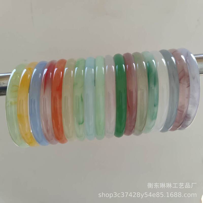 8mm Bold Rod Inner Diameter 60mm Round Jingle Bracelet Glass Imitation Jade Bracelet Floating Flower Bracelet 8mm Bold Rod Inner Diameter 60mm Round Jingle Bracelet Glass Imitation Jade Bracelet Floating Flower Bracelet