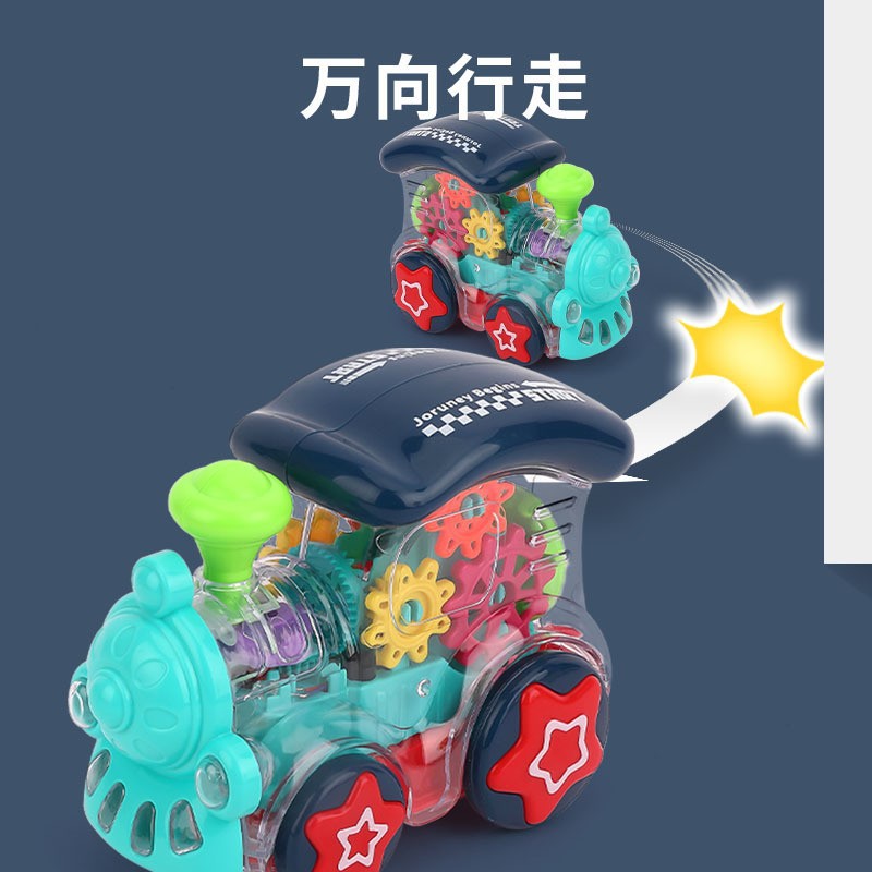 Envío gratis engranaje transparente transfronterizo coche de juguete eléctrico universal caminar luz música juguetes educativos para niños coche de policía
