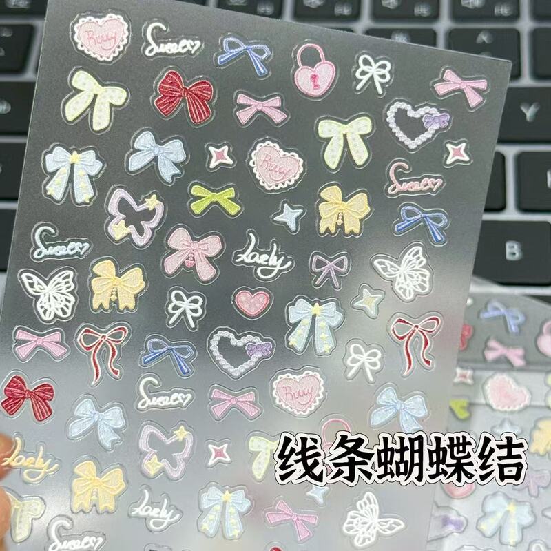 Ins New Style Graffiti 3D Bowknot 3D Embossed Nail Stickers Colorful Dopamine Cute Nail Decorations Ins New Style Graffiti 3D Bowknot 3D Embossed Nail Stickers Colorful Dopamine Cute Nail Decorations