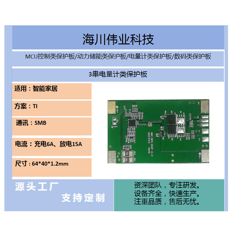 海川：电量计适用智能家居.3串TI方案SMB通信.工作电流持续最大5A