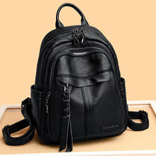 diy牛皮编织拉头双肩包便宜卖荔枝纹袋鼠旅行背包2026新款女书包