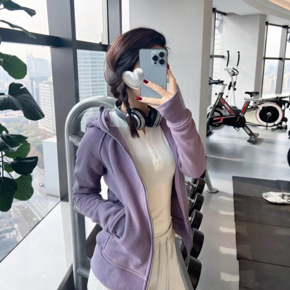 lulu Scuba同款秋冬修身显瘦加绒拉链带帽卫衣休闲舒适连帽衫外套