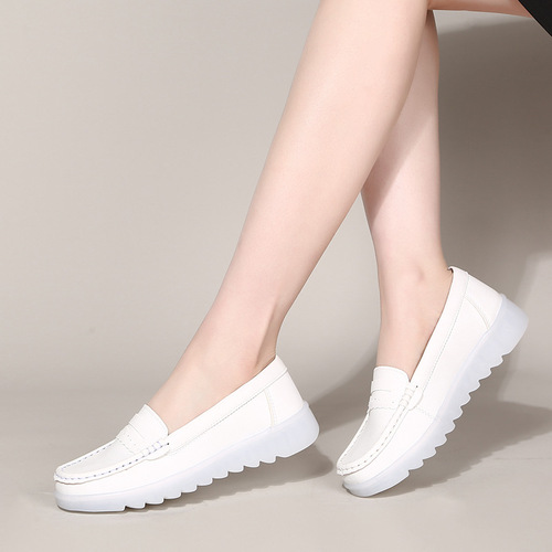  New Women's Shoes Air Cushion Nurse Shoes Women's Single Shoes Soft Sole Breathable Versatile Flat Shoes Work White Shoes
