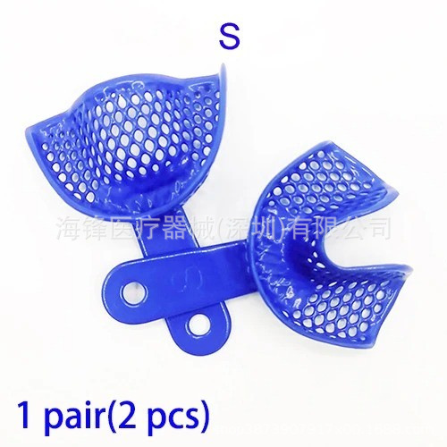 Material dental plástico de acero soporte dental molde bandeja plástico azul modelo de película desechable dental de malla oral