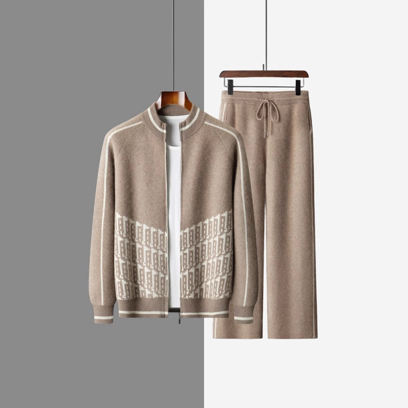 Autumn and Winter New Style Middle-Aged Dad Cashmere Suit Stylish Jacket Sportswear Suit Casual Middle-Aged Men's Clothing Plus Size Trendy Autumn and Winter New Style Middle-Aged Dad Cashmere Suit Stylish Jacket Sportswear Suit Casual Middle-Aged Men's Clothing Plus Size Trendy