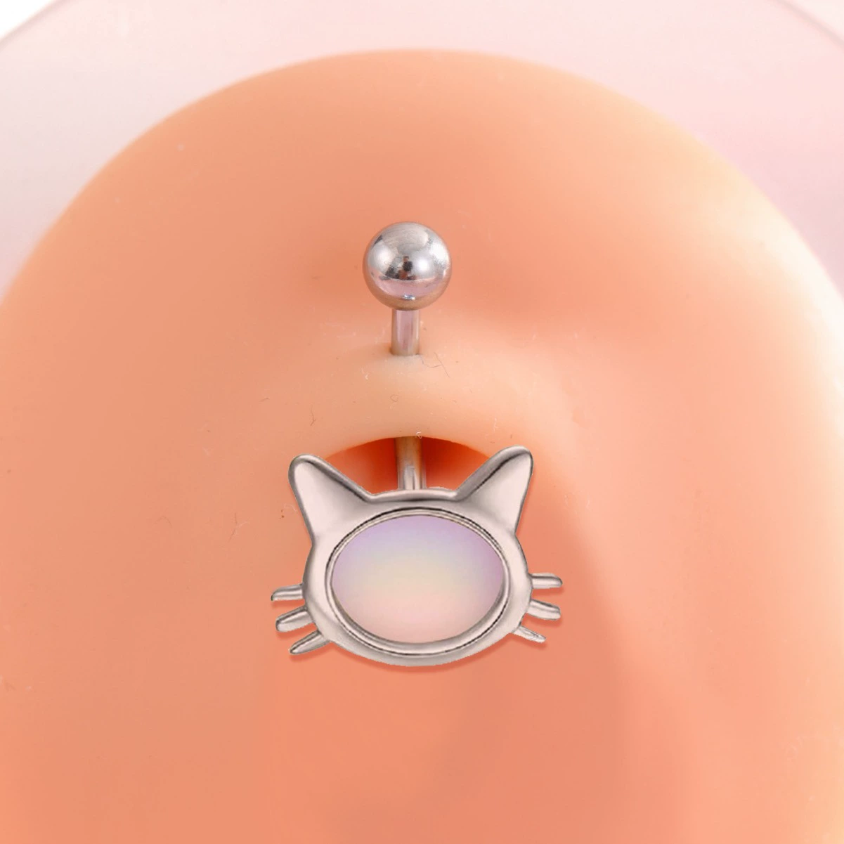 Physiological belly button piercing drop-shaped with zircon, flowered