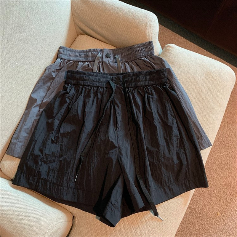 Korean-Style Ice Silk Quick-Dry Workwear Sports Shorts for Women, Summer Thin High-Waisted Wide-Leg Straight Casual Pants Korean-Style Ice Silk Quick-Dry Workwear Sports Shorts for Women, Summer Thin High-Waisted Wide-Leg Straight Casual Pants