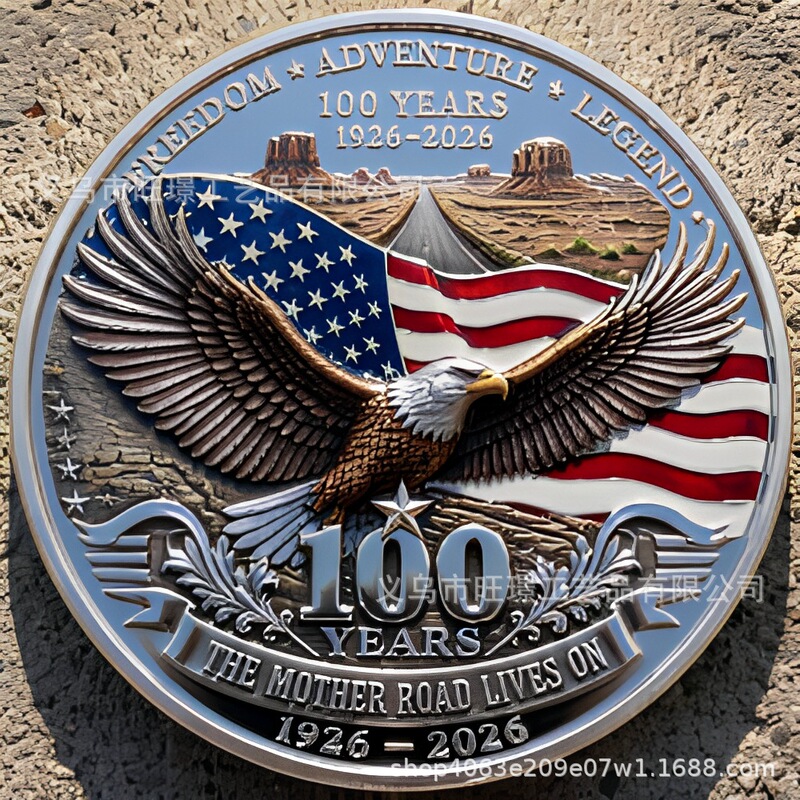 Cross-Border New Model Route 66 100Th Anniversary Coin Route 66 100Th Anniversary Challenge Coin