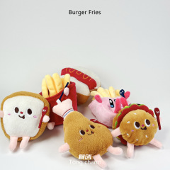 かわいいぬいぐるみハンバーガーホットドッグチキンレッグフライドポテト漫画人形ペンダントキーホルダー人形おもちゃ卸売