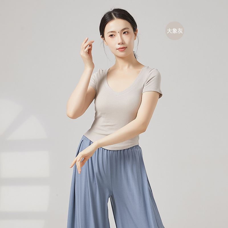 现代舞修身短袖舞蹈服古典舞夏季上衣练功服女成人形体服|undefined
