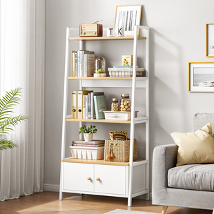 Living Room Shelf Bedroom Ladder-type Floor-standing Wall-leaning Multi-layer Simple Nordic White Internet-famous Bookshelf Room Storage Rack