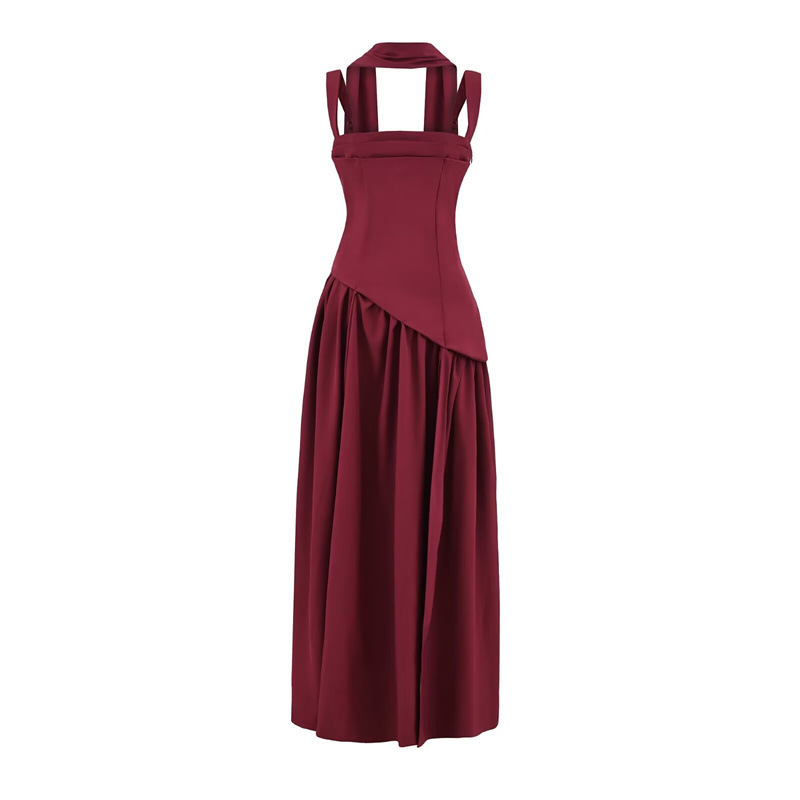 Foreign Trade 2026 Spring New European and American Style Women's Fashion Sexy Hot Girl Solid Color Strapless Slit Slim-Fit Dress Foreign Trade 2026 Spring New European and American Style Women's Fashion Sexy Hot Girl Solid Color Strapless Slit Slim-Fit Dress