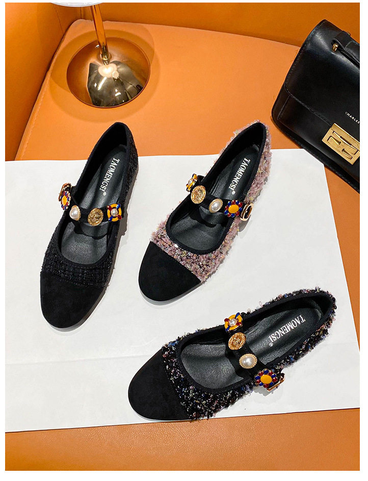 Giày Mary Jane nữ đế bệt mũi tròn phong cách retro — Màu hồng, Màu xanh dương, màu đen chi tiết 28