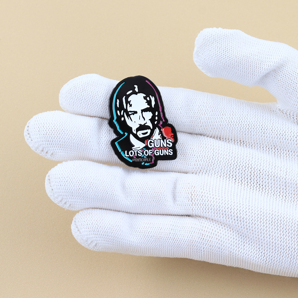 John Wick Protagonist Badge Creative Cartoon Design Enamel Badge Movie Peripheral Fans Collect Souvenirs