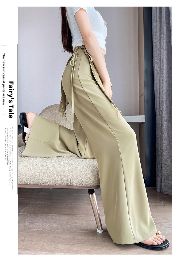 Quần culottes nữ ống rộng cạp cao ren eo phong cách Hàn Quốc — màu đen chi tiết 43