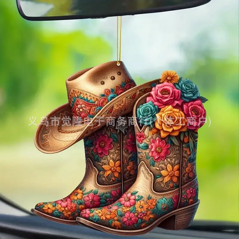 Nuevas botas personalizadas transfronterizas y sombreros denim plano acrílico mochila de automóviles decoración de llaves image 3