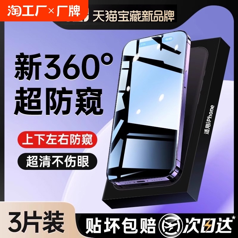 New 360-Degree Anti-Peeping Film Suitable for Apple 15Promax Anti-Peeping Tempered Film Iphone14Pro Mobile Phone 13 Anti-Peeping
