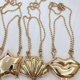 2024新款金属迷你嘴唇包单肩斜挎时尚花朵口红化妆小包精品潮女包