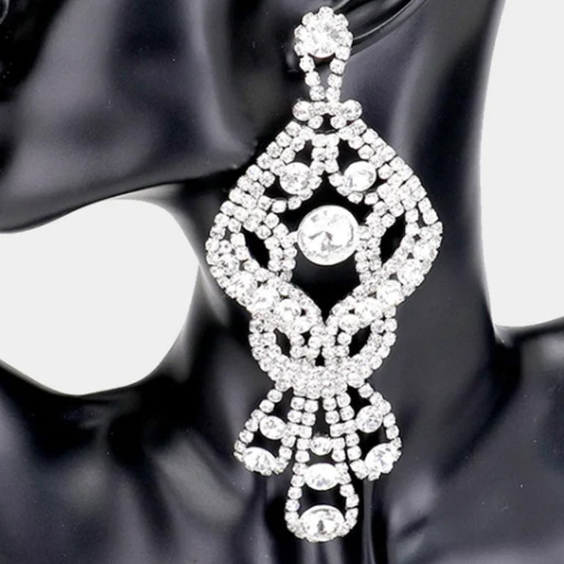 Fashion Geometric Rhinestone Drop Earrings Irregular Crystal Earrings 1 Pair