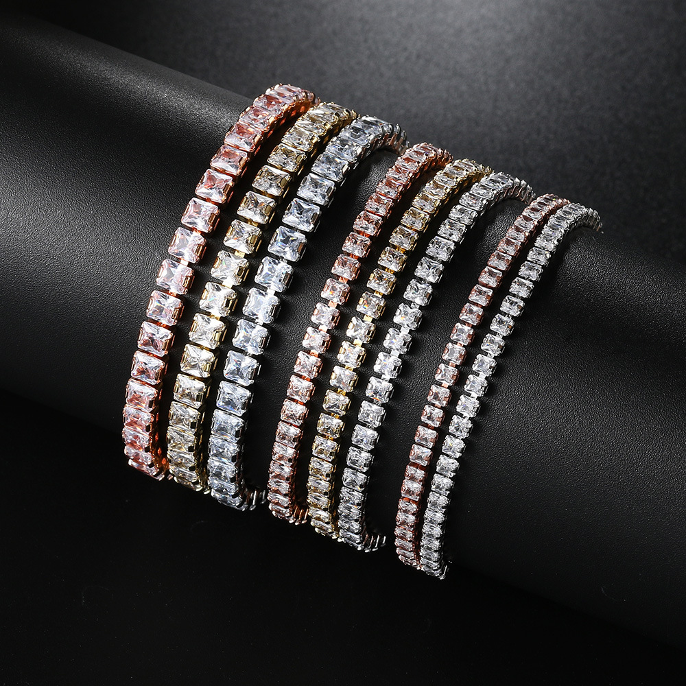 Fashion Square Copper Inlay Artificial Diamond Zircon Bracelets 1 Piece