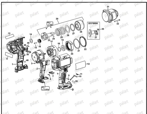 Electric impact drill accessories anti-splash device anvil assembly DCF899HB DCF899HP