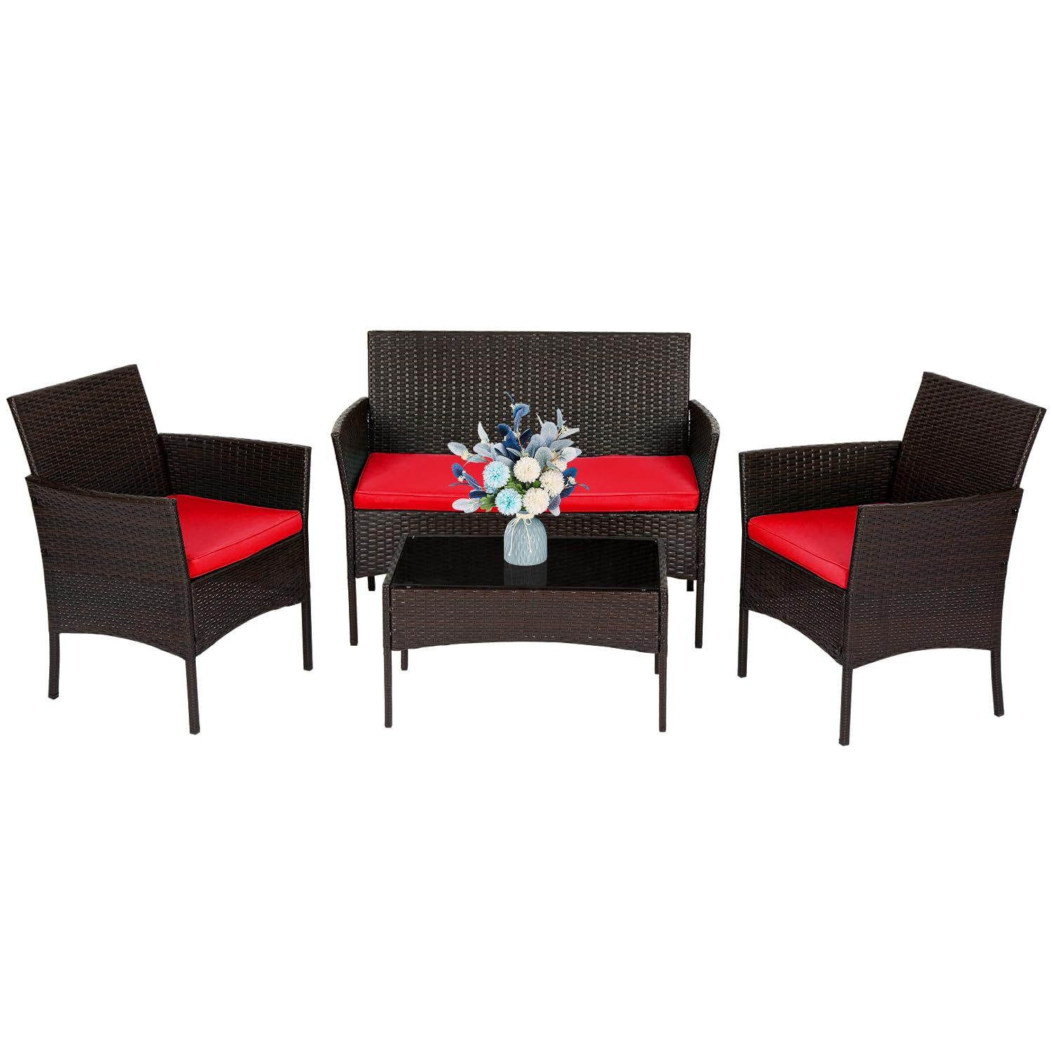 Muebles al por mayor al aire libre 630 cuatro piezas sofá de caña patio terraza balcón Amazon ventas calientes