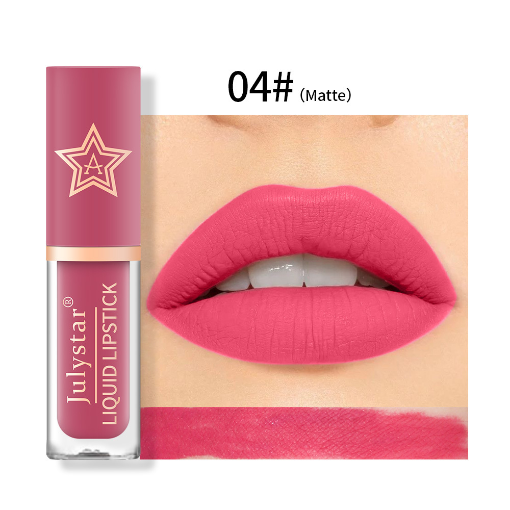 Smalto per labbra a forma di stella opaca tridimensionale naturale per trucco, tazza idratante, a lunga durata, sbiadita e non macchiante_voghion.com