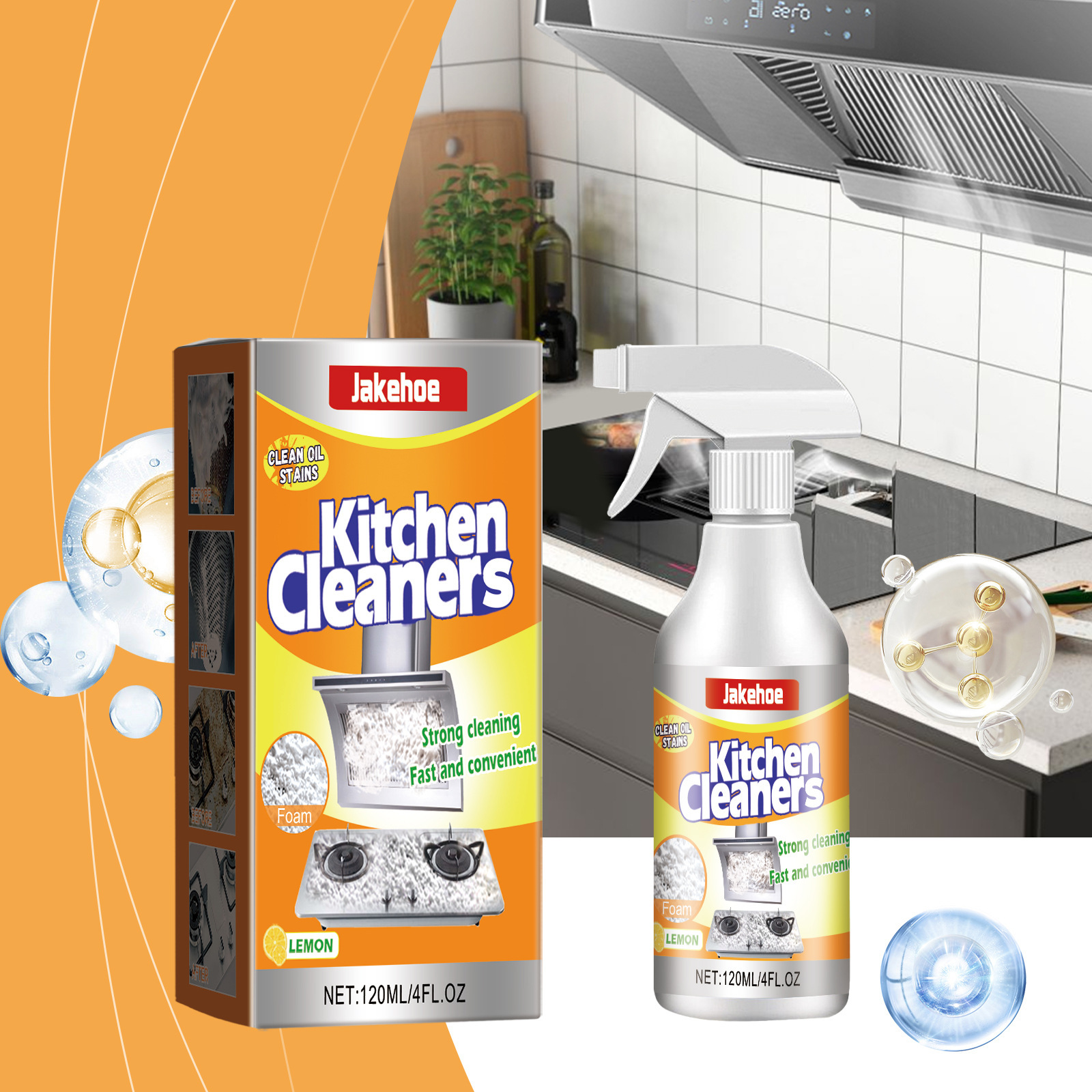 Jakehoe Kitchen Foam Cleaner Household Stove Range Hood Stubborn Dirt Oil Stain Cleaning Oil Stain Net