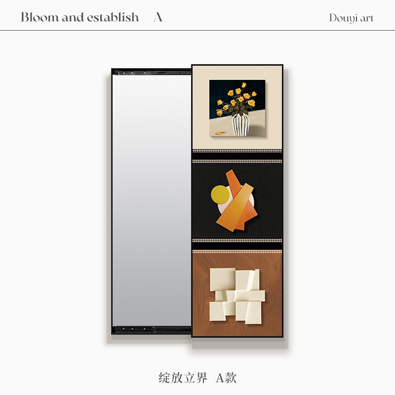 開閉可能な引き戸全身鏡装飾画、アンティーク玄関見えない鏡吊り絵画、隠し姿見鏡壁画|undefined