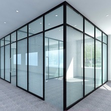 办公室高隔断墙钢化玻璃铝合金带百叶隔断不锈钢隔断雾化玻璃隔断