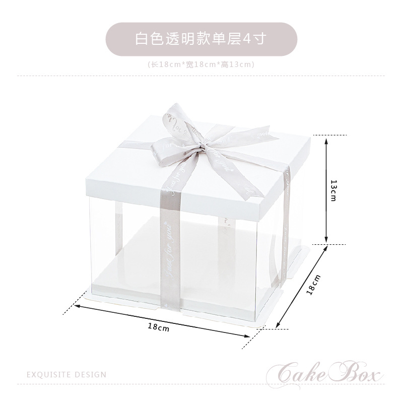 Caja de embalaje de caja de pastel de cumpleaños transparente 4 4 6 6 6 8 8 10 pulgadas 12 caja de embalaje de pastel simple y doble engrosada
