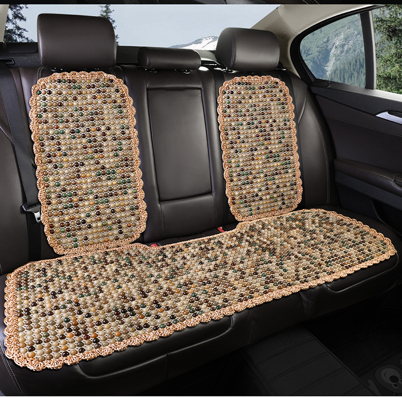 Car Seat Cushion Summer Mat Bodhi Breathable Cool Mat Ventilated Wooden Beads Three-piece Single-piece Small Man Waist Car Seat Cushion