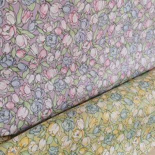 New Pastoral Small Floral Small Cherry Printed Cotton Shirt dress Fabric Fabric Wholesale