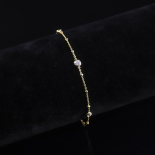 Fashion Round Beads S925 Sterling Silver Bracelet Fine Gold Plated Women's Little Red Book 3mm Round Moissanite Bracelet Adjustable