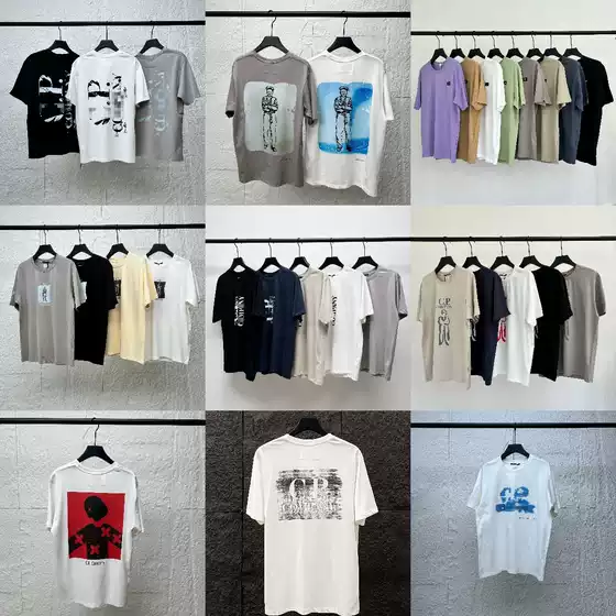Foreign trade men's CP glasses pure cotton embroidery casual round neck short sleeved T-shirt handsome and simple casual outdoor sports
