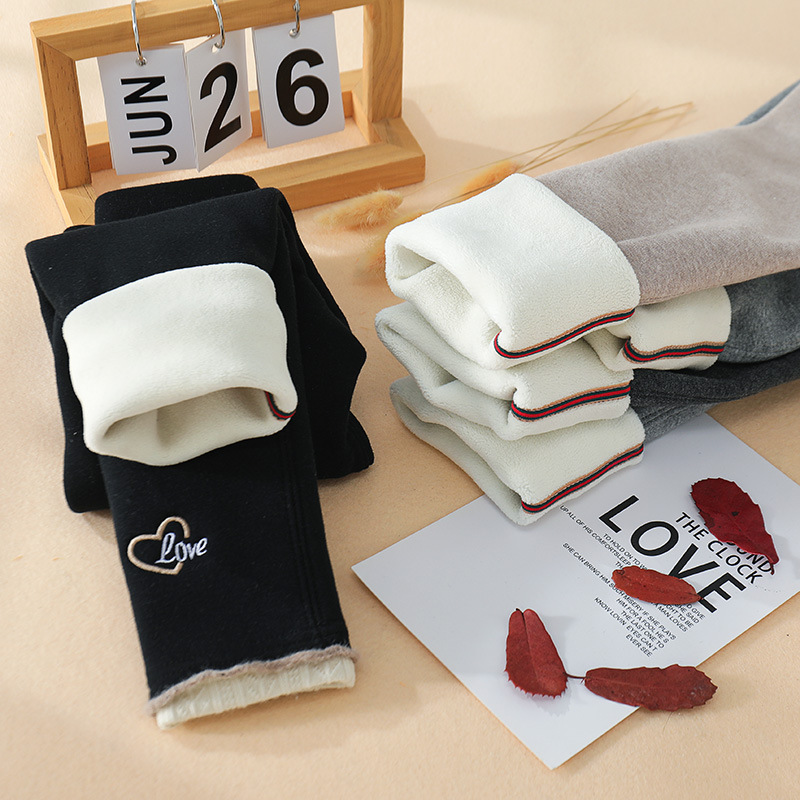 2023 년 겨울 새 소녀의 기모 두꺼운 레깅스 어린이 원피스 벨벳 아우터 바지  바지