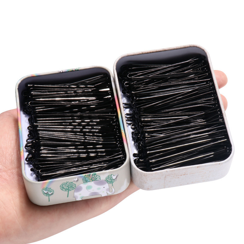 Clipe de cabello negro, clipe de cabello fijo, clipe de cabello, clipe de cabello, clipe de acero en forma de U