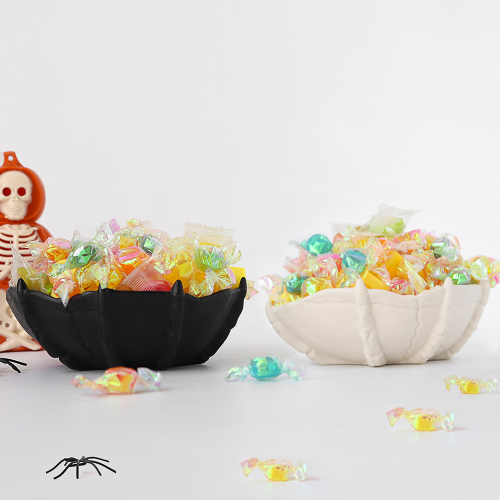 Decoración transfronteriza de Halloween, cuenco de dulces de calavera, sacacorchos de mano de calavera de terror, suministros del festival de fantasmas, cuenco de frutas de murciélago