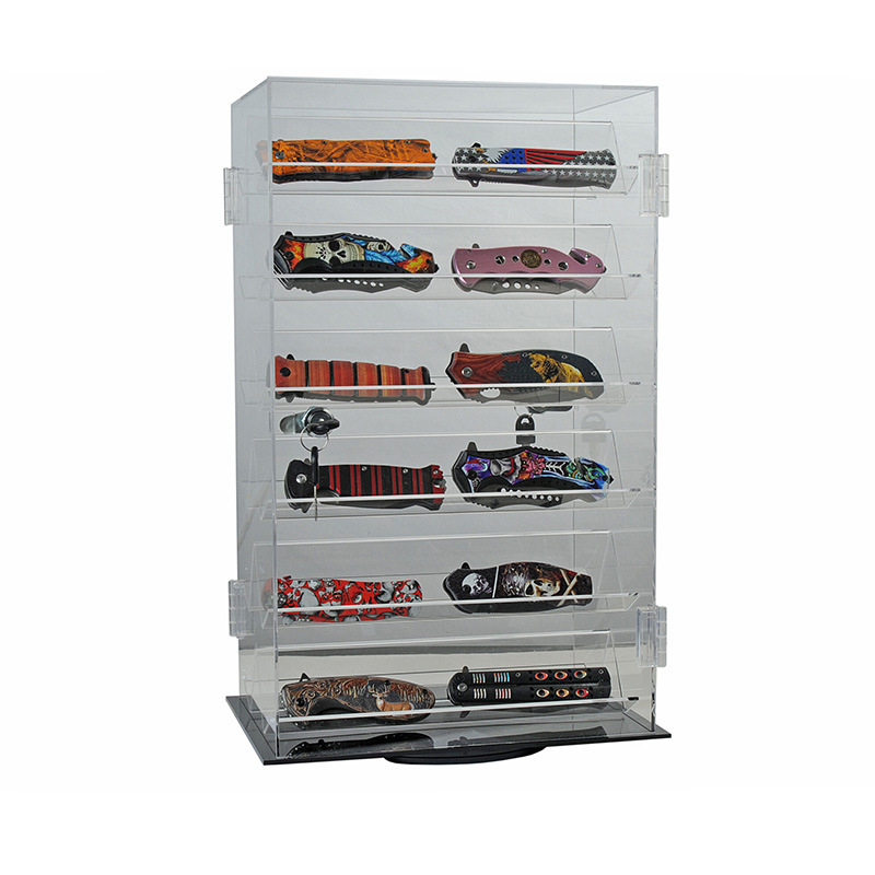 透明商品陈列展示架眼镜展示台刀架首饰防尘展示柜旋转生产批发厂