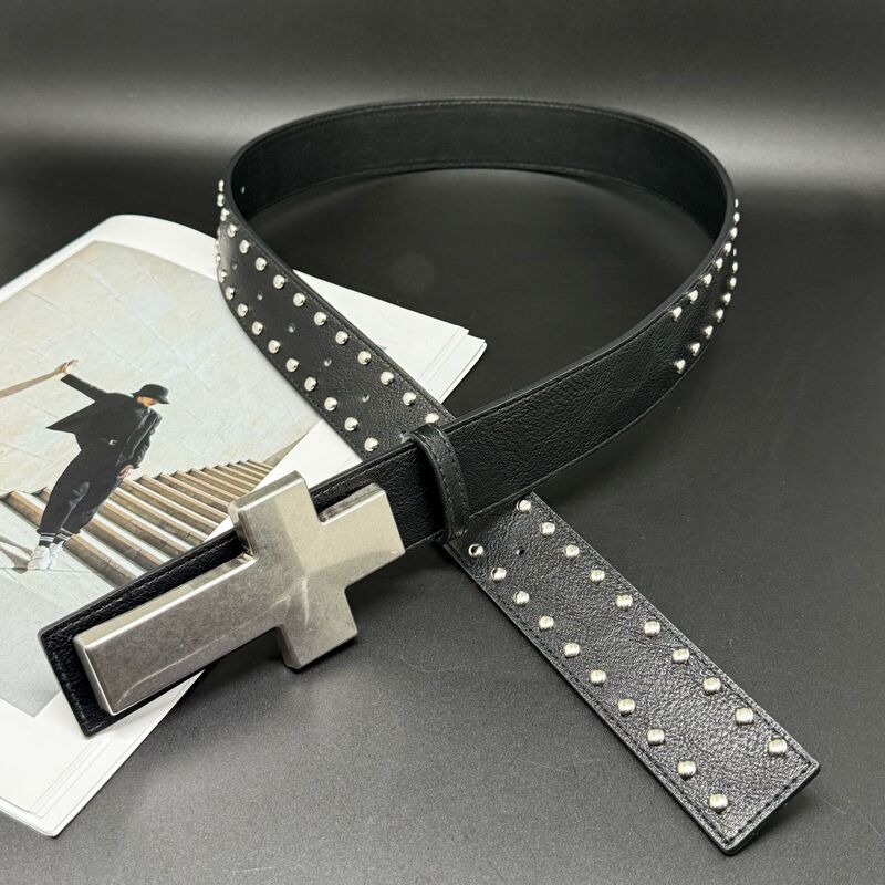 Explosive Pattern Studded Cross Belt, Leather Belt with Subculture Style, Hip Hop Punk Rock Hip Hop Personality Explosive Pattern Studded Cross Belt, Leather Belt with Subculture Style, Hip Hop Punk Rock Hip Hop Personality