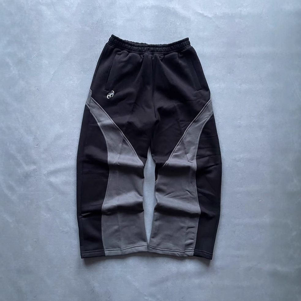 Pantalones deportivos estilo americano de AliExpress, estilo retro con bloques de color, rectos, holgados, casuales y de pierna ancha.