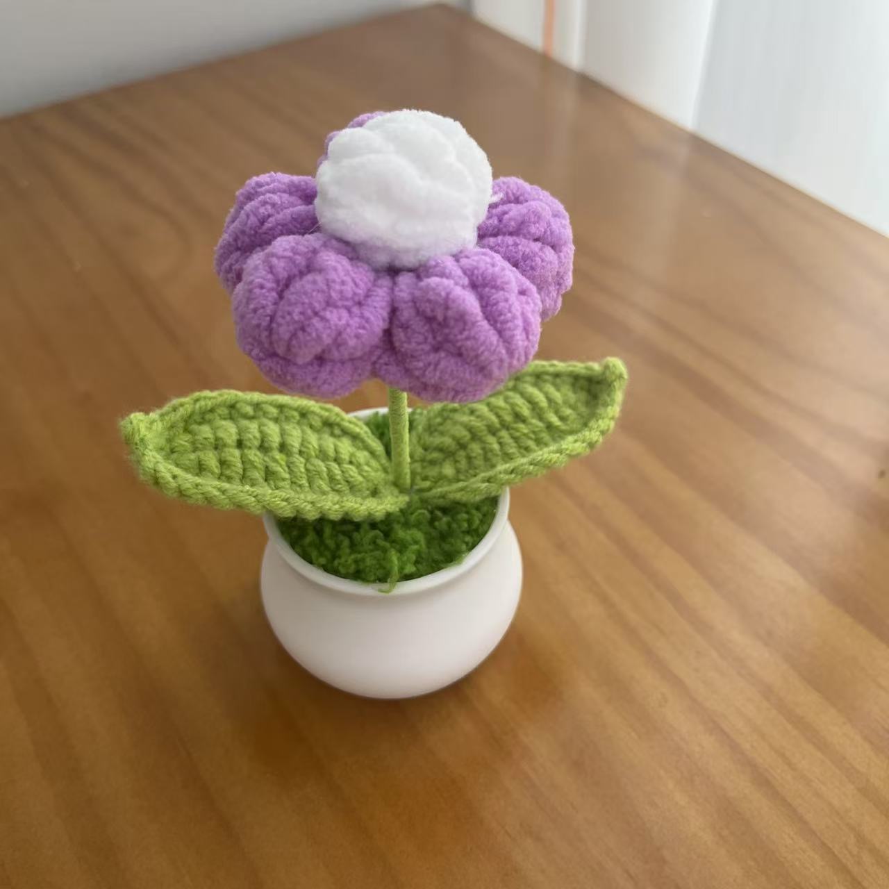 Acabado tejido a mano lirio de los valles en macetas adornos para el hogar tejido de flores artificiales hilo de lana ramo de ganchillo regalo de flores falsas