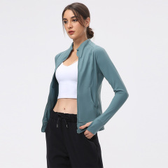 Stand collar yoga jacket for women 2023 autumn new antibacterial long-sleeved jacket slim fit sports top fitness wear