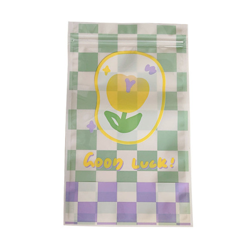 Tengyi Youpin cartoon cute ziplock bag jewelry stationery storage bag checkerboard tulip seal bag