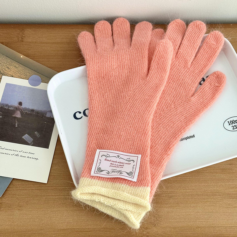 Guantes de bufandas en invierno 2025 nuevo bufandas de lana dulce pantalla táctil guantes de cuello de punto frío